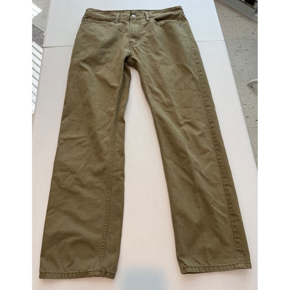 Levis 505 Regular Fit Straight Leg Pants Olive Khaki 34x32 00505-0979 Mens